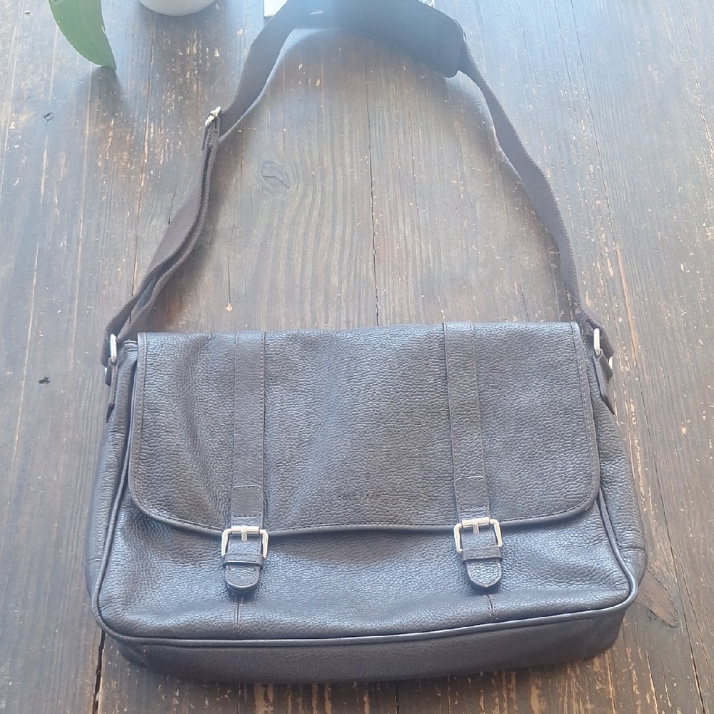Excecutive Collegue, Cole Haan Dark Brown Peeble Leather Messenger Bag